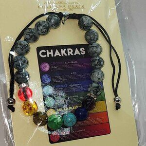 Brand New   The Seven Chakras with Black/White Beaded Bracelet